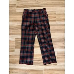 Jaymar Vintage Mens 100% Pure Wool Plaid Trousers Navy Red Green Tartan 32x27.5